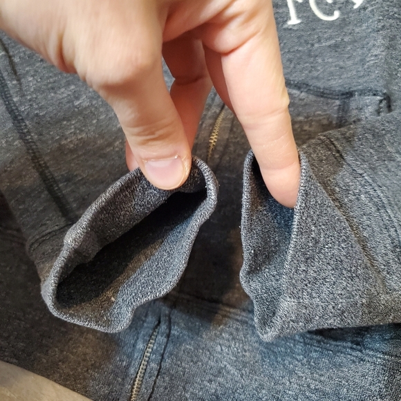 Abercrombie & Fitch zip hoodie. Heathered grey, white. Embroidery. Size L. - Picture 6 of 10